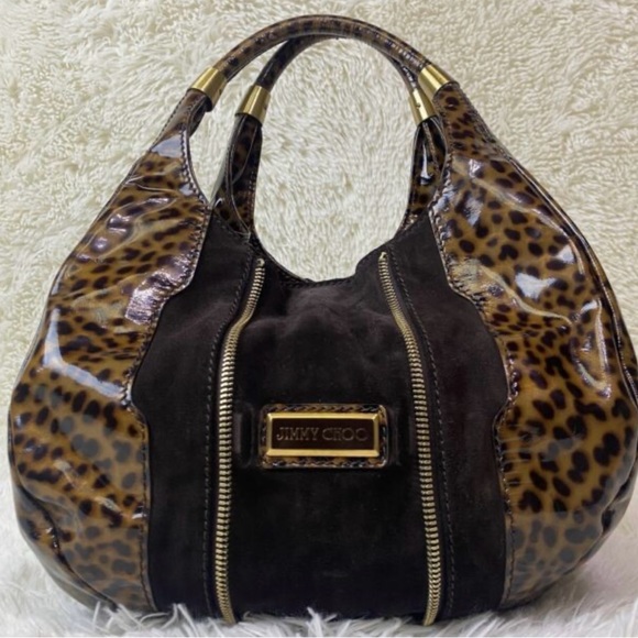Jimmy Choo Handbags - Jimmy Choo Patent Leather and Suede Cheetah print handbag